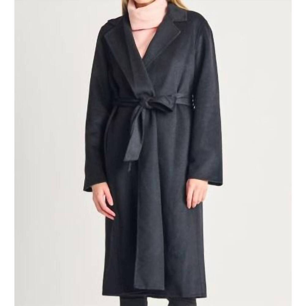 NEW BLACK TAPE longline belted coat in black
